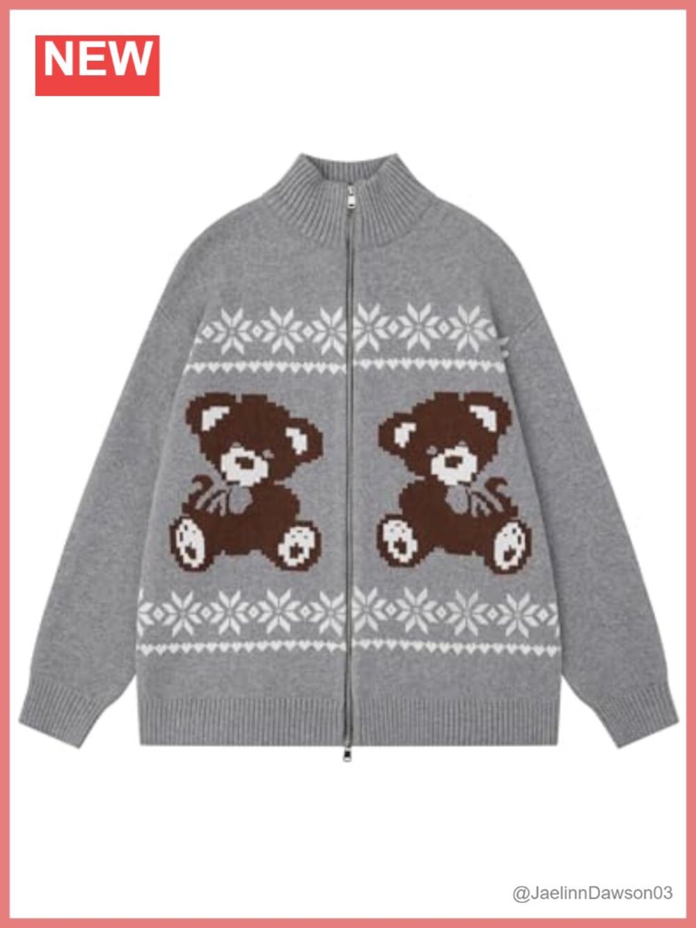 Aelfric Eden Zip Up Knit Cardigan Sweater Oversized Y2K Streetwear